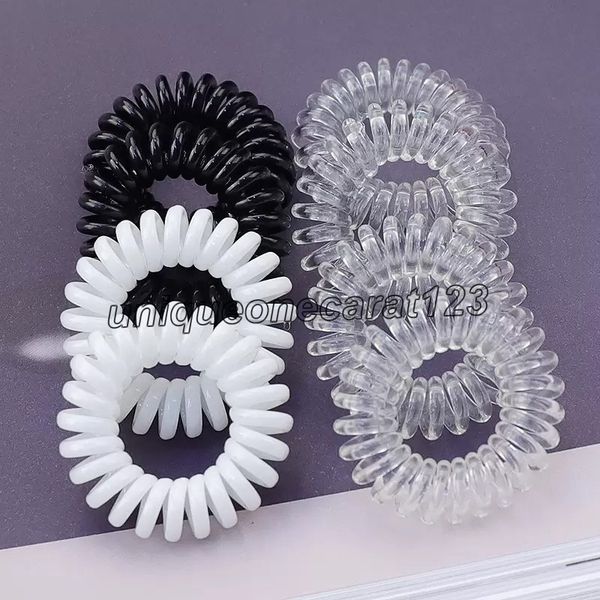 

small size phone line pony tail holder ring headband black white transparent elastic hair bands hurt hair tie accessories, Golden;silver