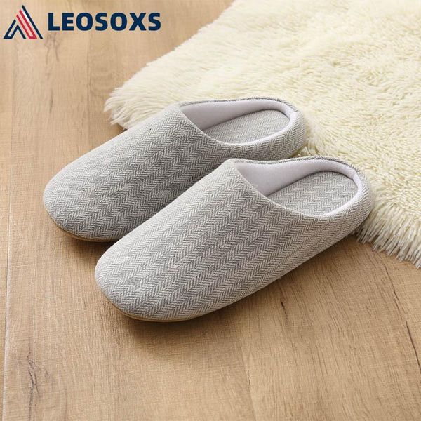 

leosoxs women indoor home slippers soft lovers home cotton slides winter shoes woman men house floor warm non-slip slipper l215, Black