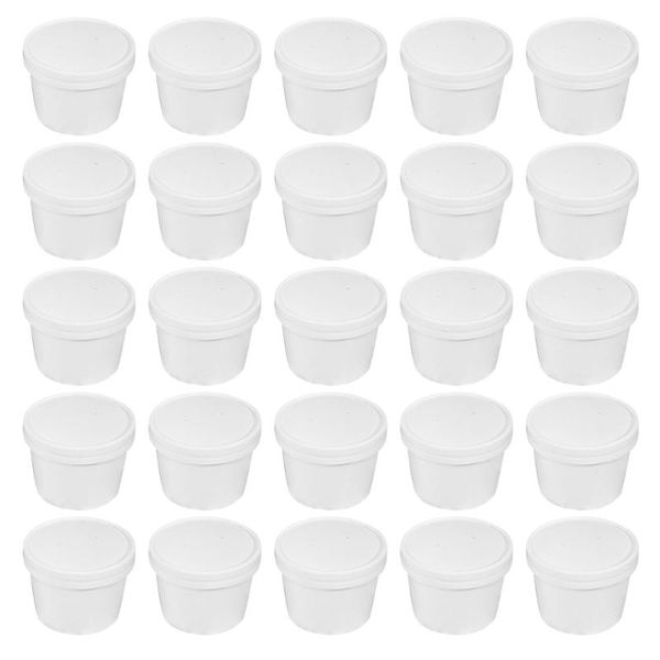 

disposable cups & straws 1 set 25pcs kraft paper bowls ice cream food packaging containers (white)