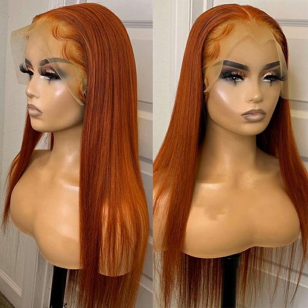 

lace wigs crissel ginger orange straight human hair 13x6x1 wig for women brazilian t part bleached knots with baby, Black;brown