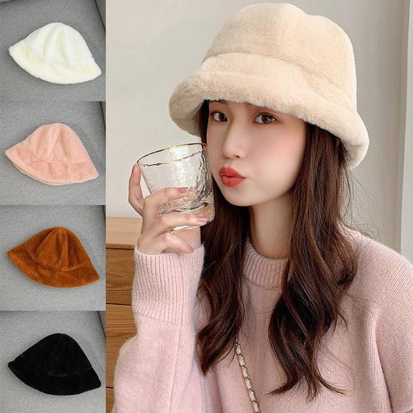 

wide brim hats 2021 for women autumn winter bucket lamb plush soft warm fisherman hat panama casual caps lady flat korean style, Blue;gray