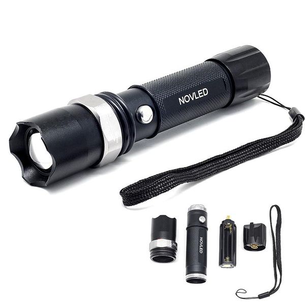 

tactical zoom waterproof led 5w 5000lm battery camping fishing hunting zoomable torch light brightness flashlights torches