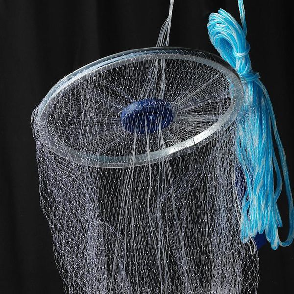 

2.4m-3m fishing net cast easy hand throw catch fish network small gill mesh sinker with accessories