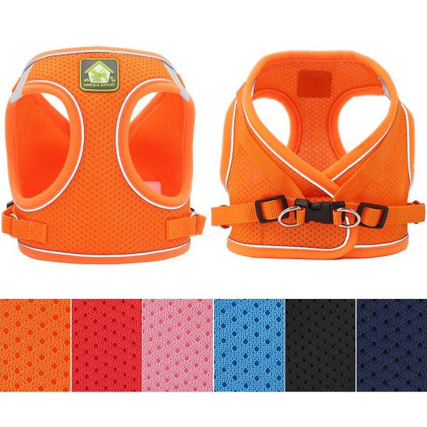 

pet vest harness leash adjustable puppy chest strap harnesses with traction rope reflective breathable mesh dog collars & leashes