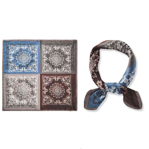 

scarves korean spring and summer silk female british fashion small student street trend square scarf personality versatile, Blue;gray