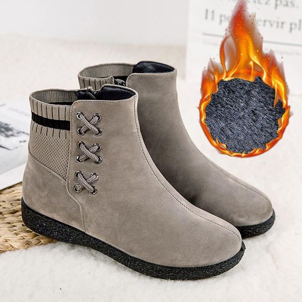 

boots autumn winter thick-soled shoes women short snow boot fashion plus size casual keep warm women's velvet ankle #1110, Black