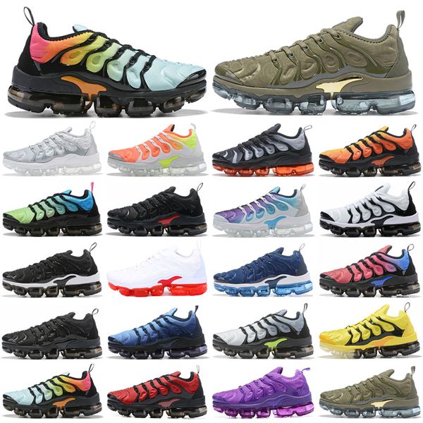 

mens tn plus shoes triple black white rainbow hyper blue supernova brushstroke camo men trainers outdoor sports sneakers