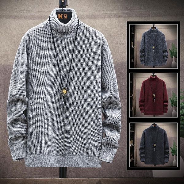 

men's sweaters autumn and winter pullover warm knitwear turtleneck wool sweater spring slim long sleeve base shirt, White;black