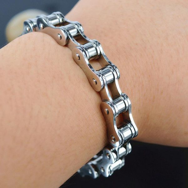 

link, chain quanlity 316l stainless steel bracelets mens motor bike motorcycle bangle jewelry, Black