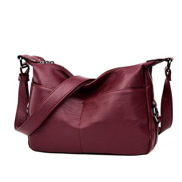 

evening bags soft women's leather bag diagona 2021 fashion hobo middle-aged ladies crossbody shoulder high capacity sac