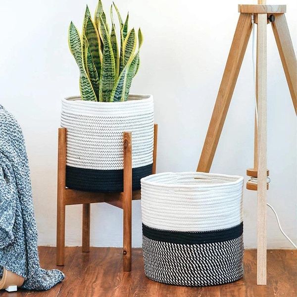 

luanqi woven dirty cloth basket sundries closet folding storage handles straw multifunction bags flower plant pot baskets