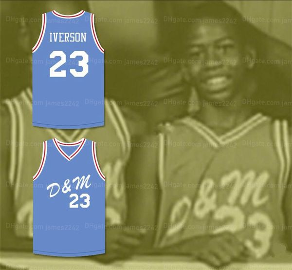 Custom Allen Iverson #23 Jersey de basquete Kevin Garnett Ed Blue qualquer Número Número de Jerseys de alta qualidade