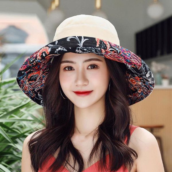 

outdoor foldable bucket hat women 2021 summer floppy beach sunscreen cycling adjustable cap straw reversible @3 wide brim hats, Blue;gray
