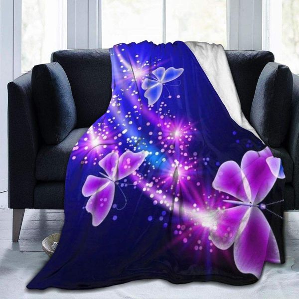 

blankets cute purple butterfly print blanket lightweight super soft micro fleece suitable for sofa bed living room 80x60 inche