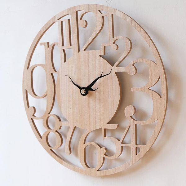 

wall clocks romantic big digital abstract clock sycamore wood light luxury living room home dining modern minimalist