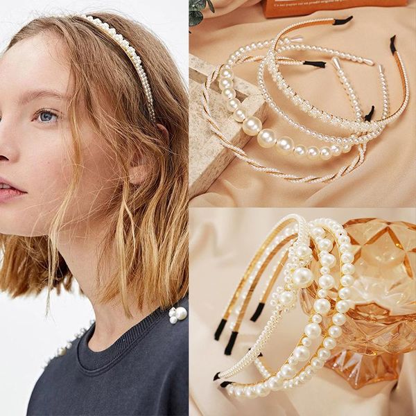 

hair clips & barrettes imitiation pearl band for women girls headband hoop bow elegant charm sweet cute fashion jewelry 1pc, Golden;silver
