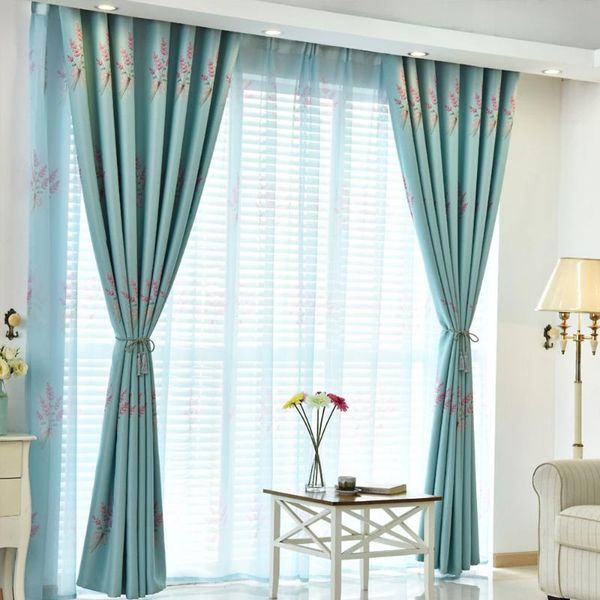 

curtain & drapes modern floral style blackout curtains for living room kitchen light blue pink flower pattern custom made blinds
