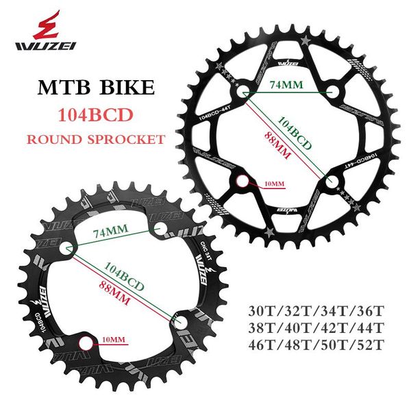 

bike heels & chainwheels wuzei 104bcd round shape chainrings 30t 32t 34t 36t 38t 40t 42t 44t 46t 48t 50t 52t narrow wide chain wheel mt