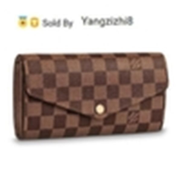 

yangzizhi8 wallet n63209 sarah 2019 grid pattern brown real caviar lambskin chain flap bag long chain wallets key card holders purse, Black;red