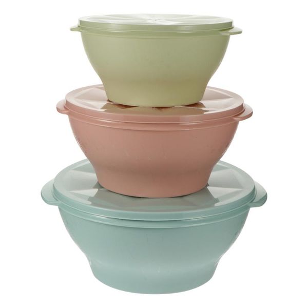 

bowls 3pcs salad bowl with lid household rice fruit containers
