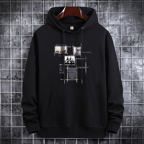 

men's hoodies & sweatshirts anime hoodie pullovers oversized pullover goth tracksuit manga streetwear gothic winter clothes man 2021 pu, Black