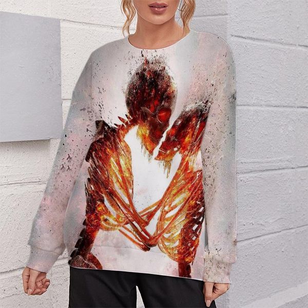 

women's hoodies & sweatshirts skull love print halloween oversized sweatshirt women crewneck pullovers streetwear casual hoddies teens, Black