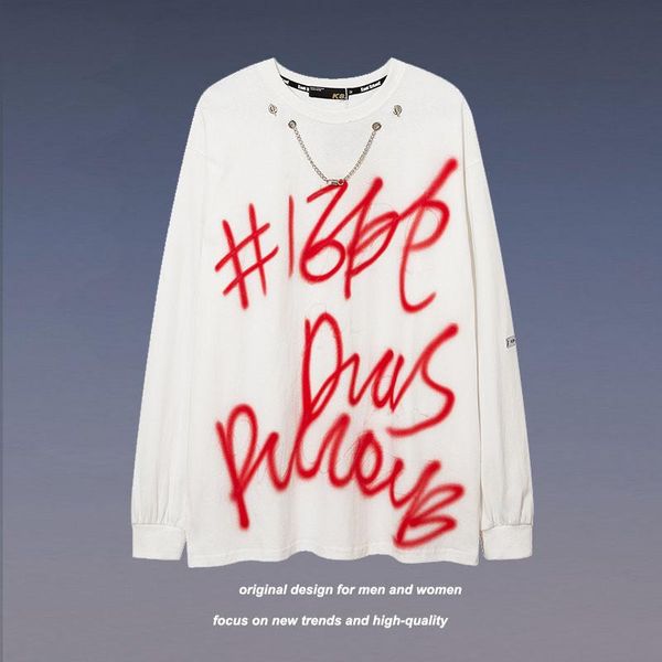 

men's hoodies & sweatshirts autumn t-shirt sweatshirt male harajuku graffiti letter printing o-neck pullover creative hand-painted hip-, Black