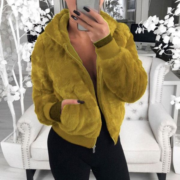 

women's fur & faux coat women with hood oversize coats high waist female slim fit overcoat winter warm plush jackets outwear, Black