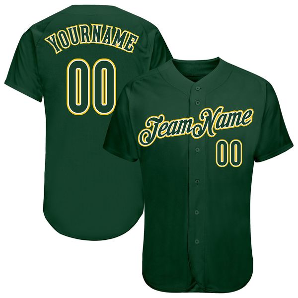 

custom green green-gold authentic baseball jersey, Blue;black