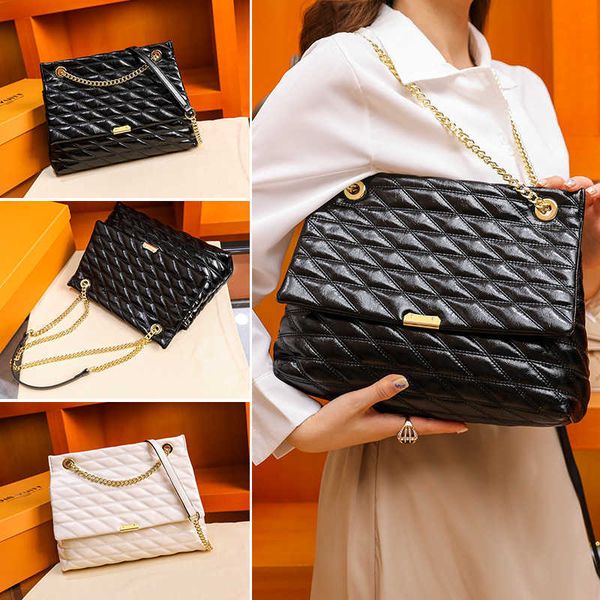 

single shoulder bag women's fashionable texture lingge large capacity hand 2021 simple and versatile msenger