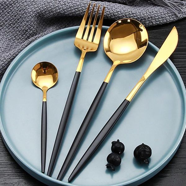 

24pcs dinnerware set mirror stainless steel cutlery silver gold plated western flatware dinner knive fork spoon tableware sets