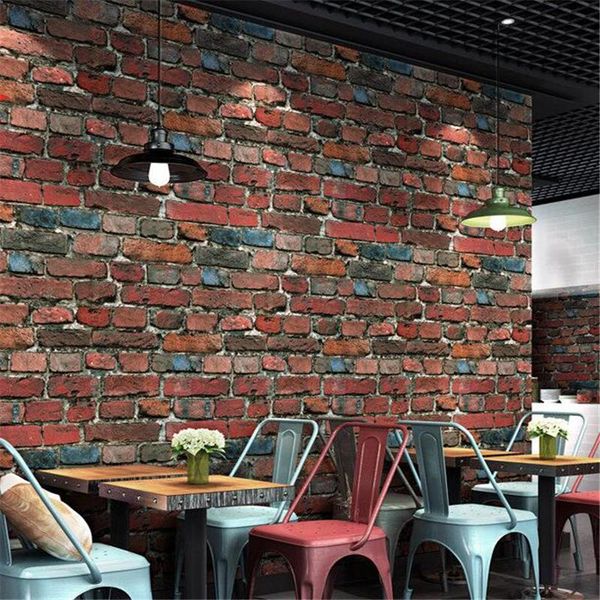 

shuhiko retro nostalgic 3d imitation brick wallpaper pub restaurant culture stone red wallpapers