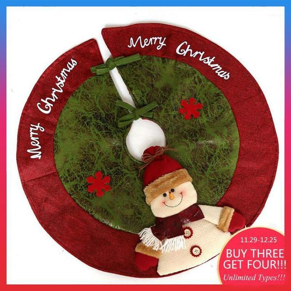 

christmas decorations skirt xmas tree plaid decor circle snowman santa claus1