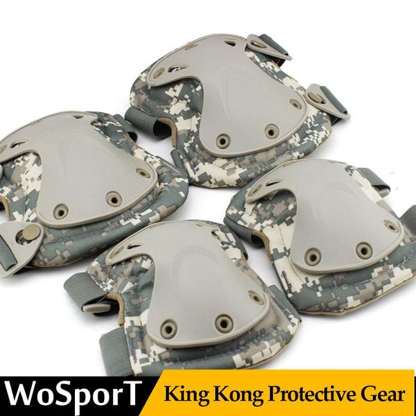 

tactical knee protector paintball hunting war game elbow outdoor military army pads set &, Black;gray