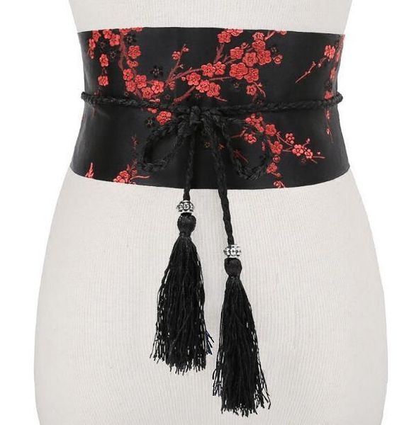 

belts women's runway fashion vintage embroidery cummerbunds female dress coat corsets waistband decoration wide belt r1186, Black;brown