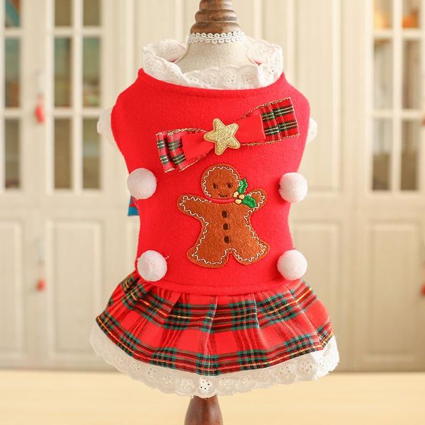 

dog apparel winter dress for pet clothes cute christmas gingerbread man skirt puppy clothing spring princess small costume