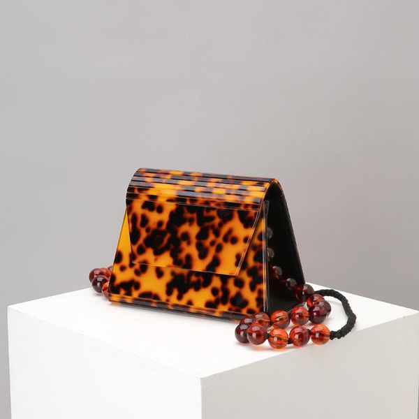 

storage bags tortoiseshell acrylic banquet small square bag female creative trapezoidal beaded shoulder oblique retro lady
