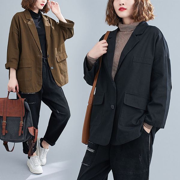 

tracksuits back woman's 2021 korean fall clothes big-loose casual blazer jacket ladies outerwear zh298 9s4v, Gray