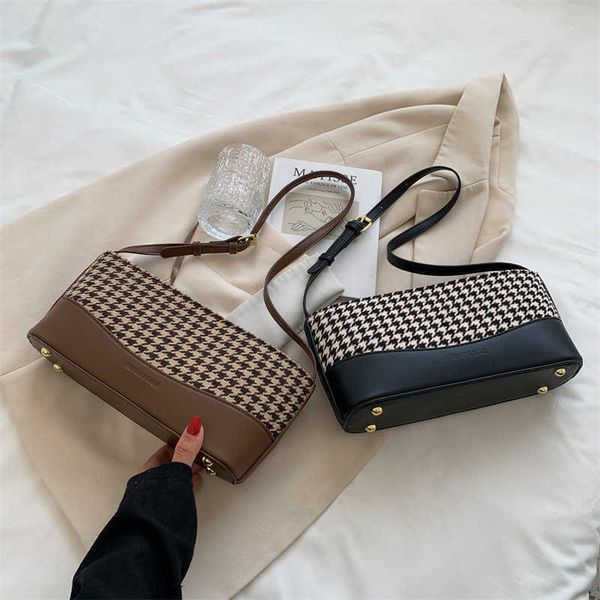

thousand bird lattice bag female 2021 fashion trend single shoulder simple texture belt decorative armpit small satchel