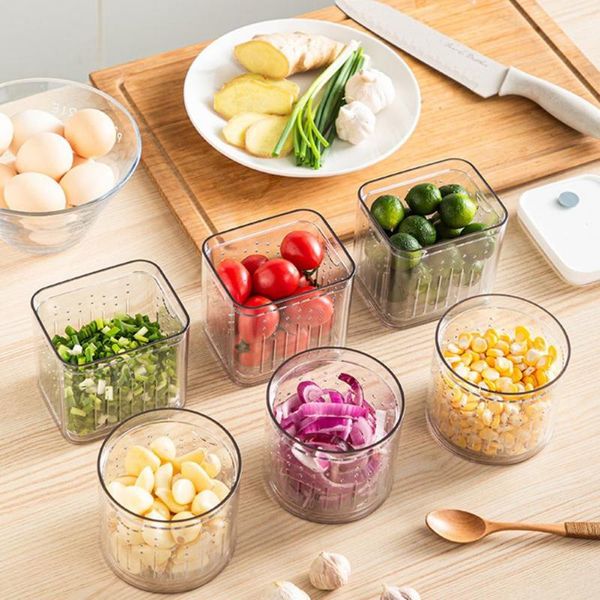 

storage bottles & jars transparent food box with drain tray pp picnic fruit refrigerator organizer kitchen tools