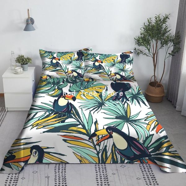 

sheets & sets tropic green leaves flower flat sheet bedspread with 1/2pc cover plants 3d printed design twin full queen king