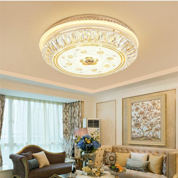 

ceiling lights luxury golden led crystal light lamp for living room bedroom round lamparas de techo with k9 crystalwf