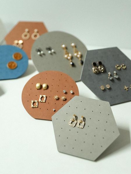

jewelry pouches, bags hexagon round earrings display holder stand fashion jewellery plate, Pink;blue