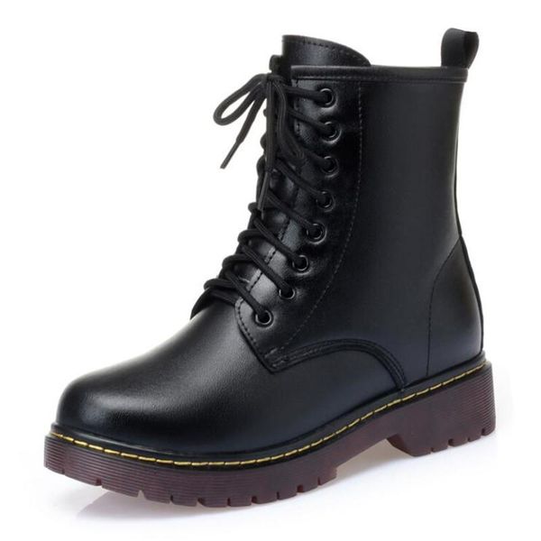 

boots giyu autumn 2021 genuine leather women's plus size casua shoes warm wool snow ankle, Black