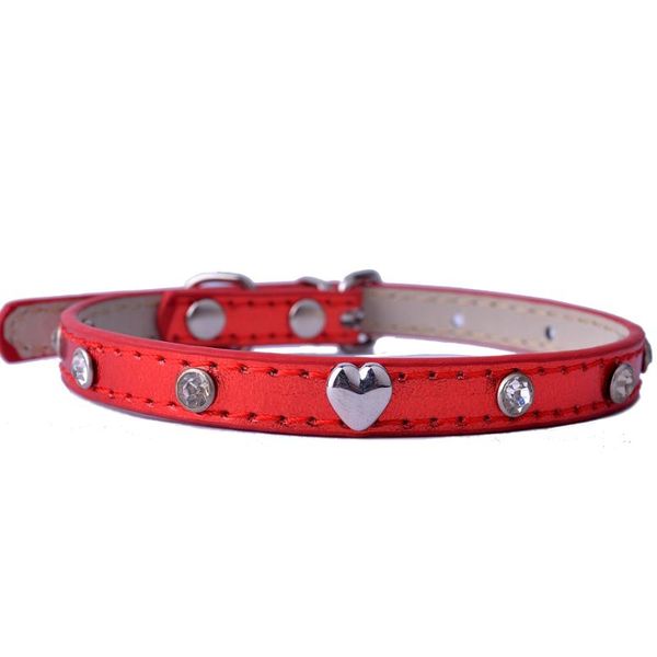 

cat collars & leads diamante rivets studded collar pu leather adjustable 8-11'' pet puppy necklace red pink purple colors