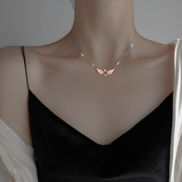 

wing necklace light luxury niche design feeling necklace new female collarbone chain summer, Silver