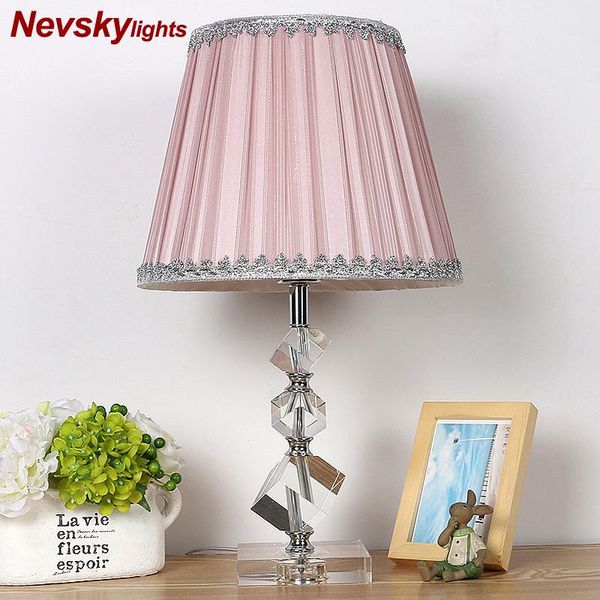 

table lamps modern light bedside crystal lamp bedroom wedding pink shade creative personality lighting desk