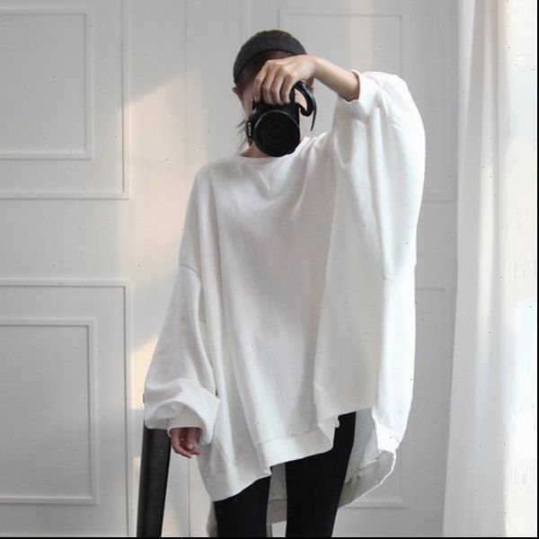 

womens hoodies bat wing sleeve cotton fashion women hoody casual wild sweatshirts female solid color loose clothes, Black