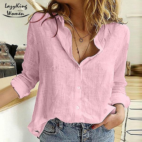 

women's t-shirt women linen shirt patchwork hollow out long sleeve crew neck button design spring fashion vintage t shirts, White