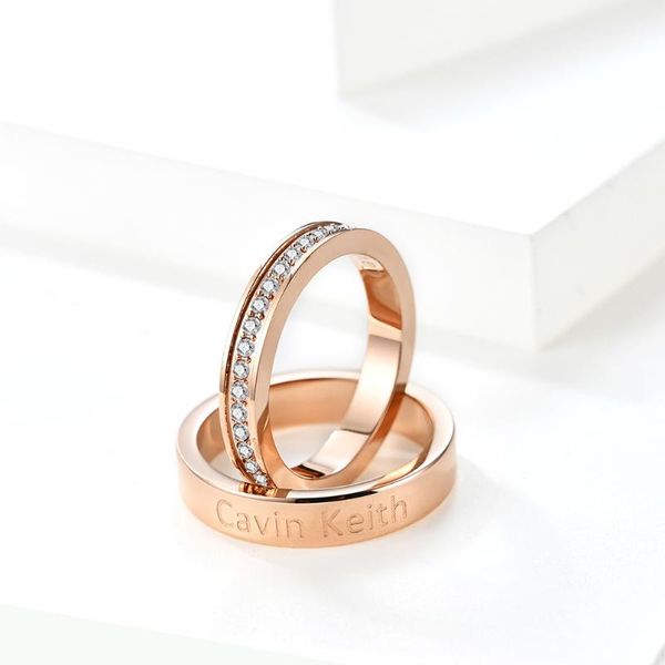 

wedding rings fashion stainless steel letter ring couples men and women trendy simple punk jewelry gift 10184, Slivery;golden